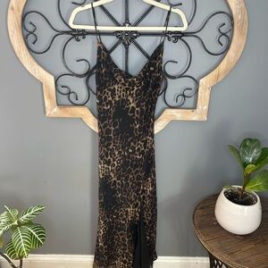 Caara Leopard Print Spaghetti Strap Dress